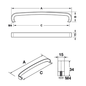 Tay nắm tủ chữ D Hafele 106.69.276 (mạ crom bóng)